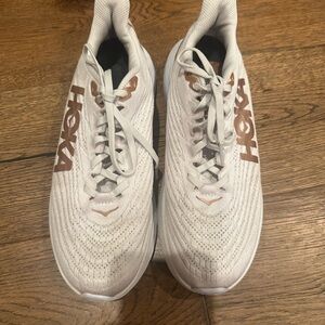 Hoka White and Brown Running Shoes